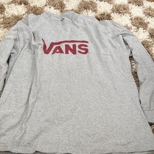 Vans Heather Gray Long Sleeve with Red Logo